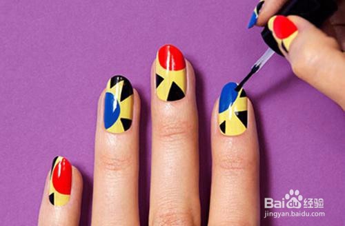 黄色几何图形美甲教程