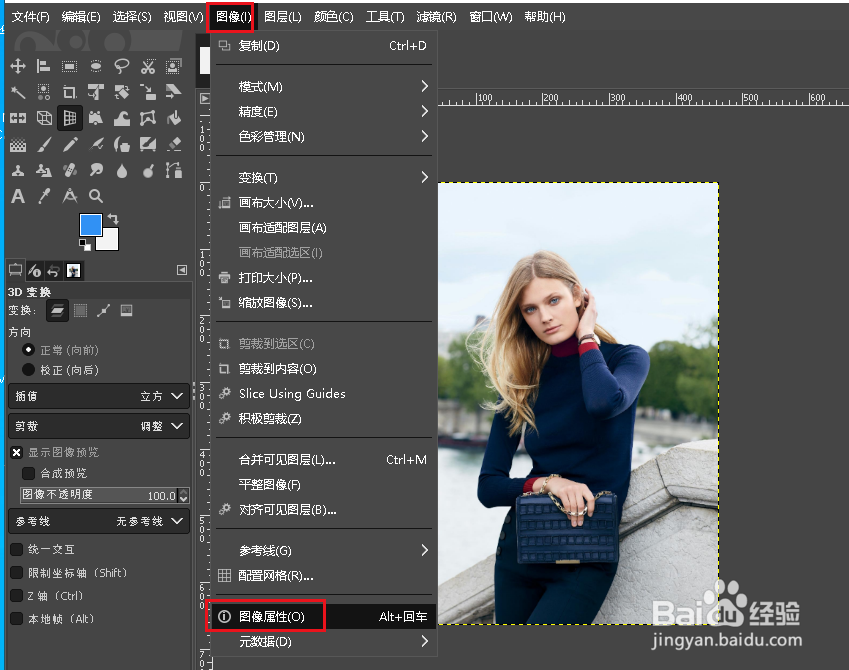 如何在GIMP中查看图像属性