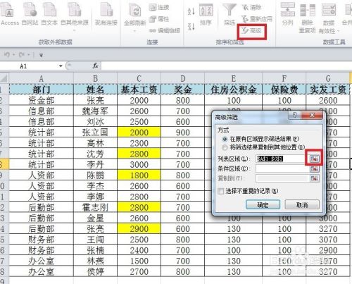 Excel中数据筛选的应用