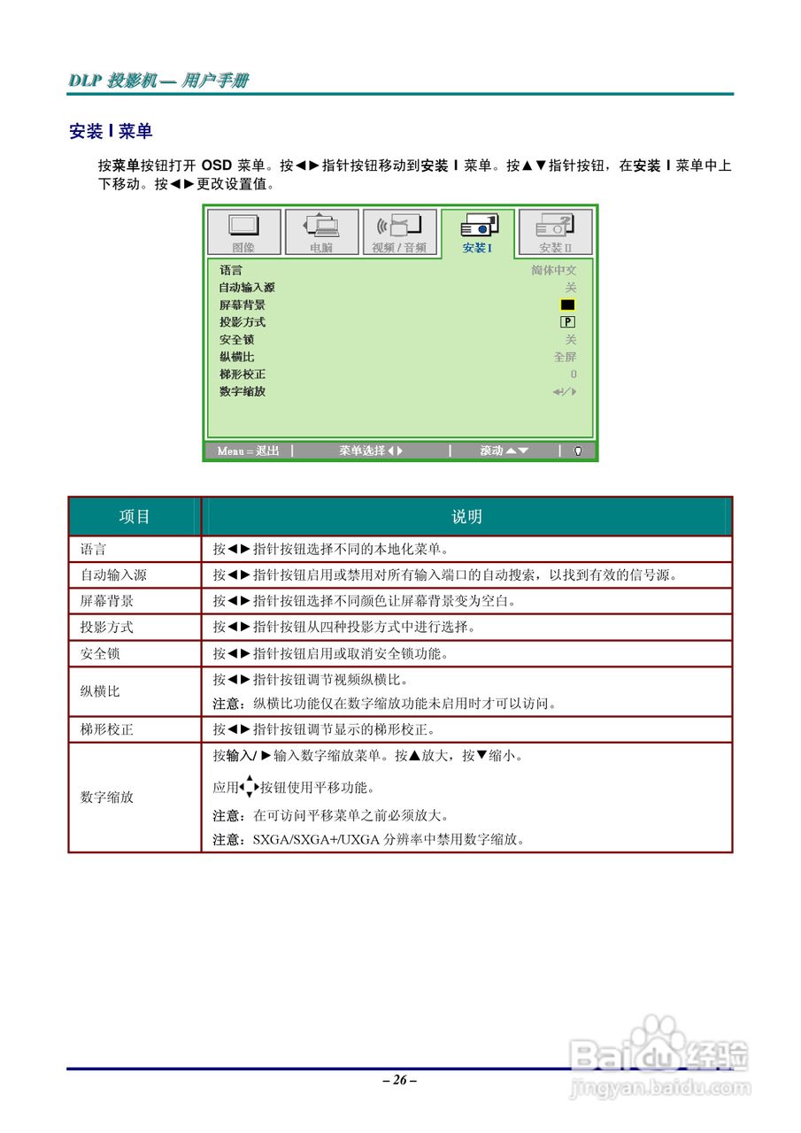 丽讯Vivitek D326 Series投影机说明书:[4]