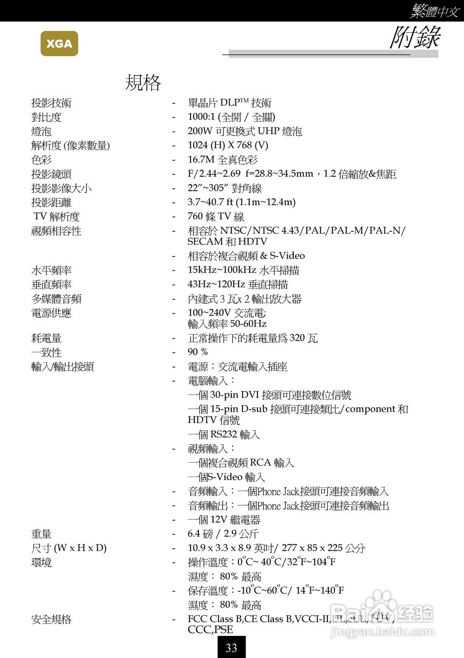 奥图码 H50投影机说明书:[4]