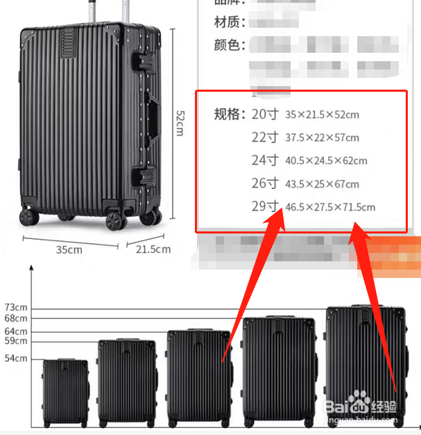 皮箱的尺寸大小怎么看