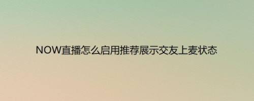NOW直播怎么启用推荐展示交友上麦状态