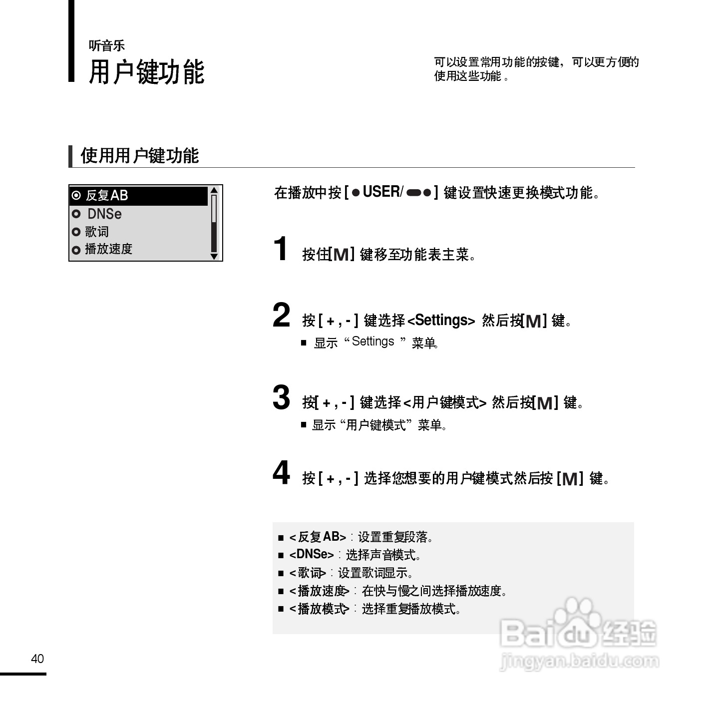 三星YP-U2ZW MP3播放器使用说明书:[4]