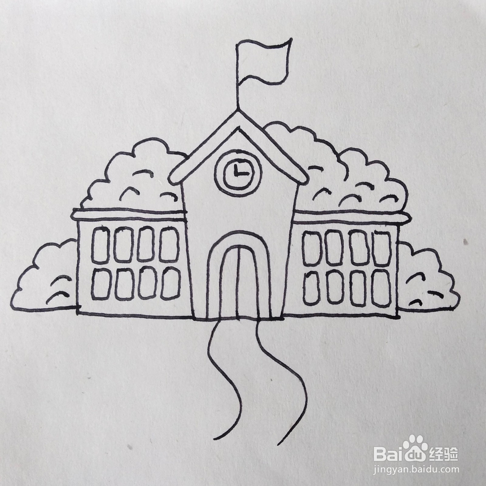 怎么画好看的学校建筑卡通简笔画?儿童画教程