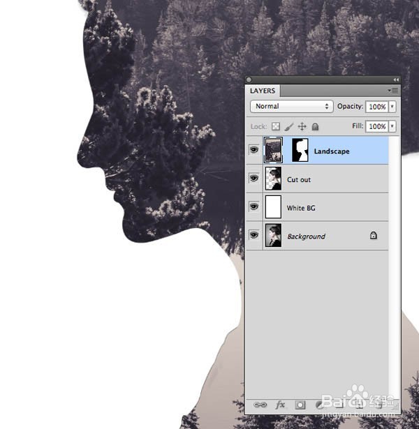Photoshop制作人像与风景结合的双重曝光效果