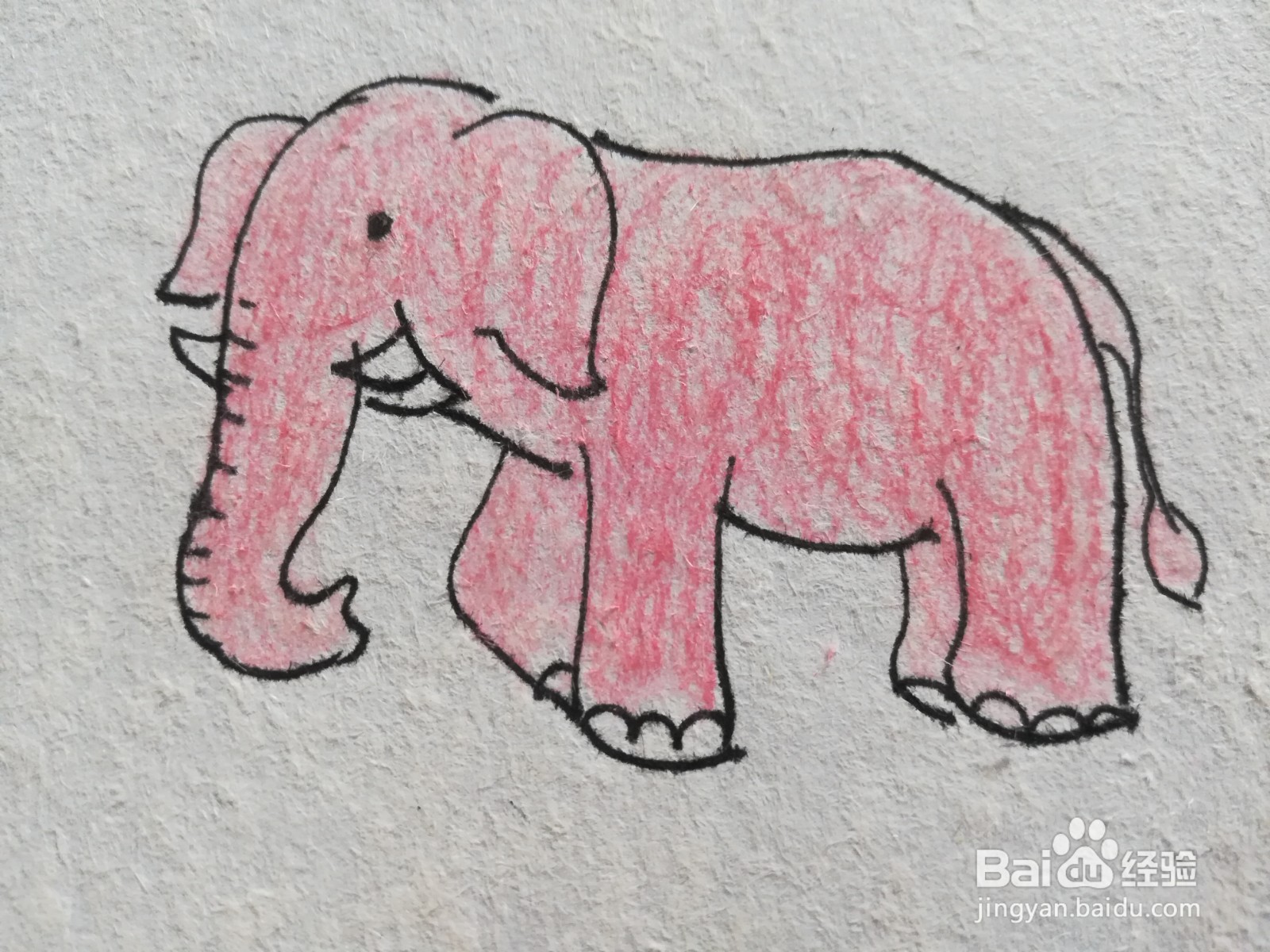 怎么画粉色卡通大象
