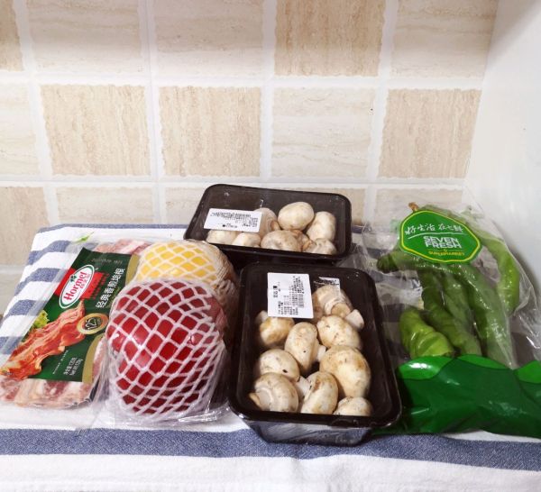 培根炒蘑菇彩椒