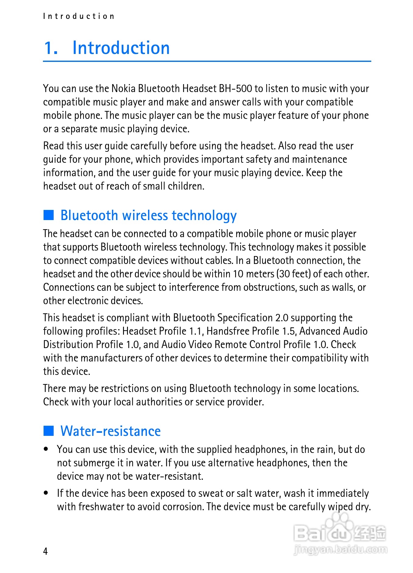 Nokia蓝牙耳机BH-500说明书:[1]