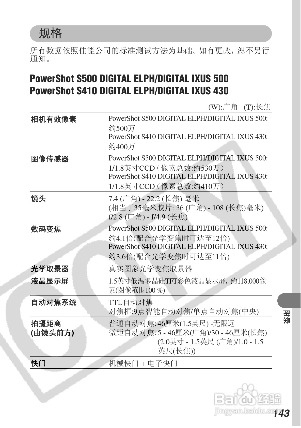 佳能DIGITAL IXUS 500数码相机使用说明书:[15]