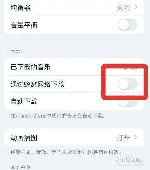 苹果怎样禁止使用蜂窝网络下载音乐