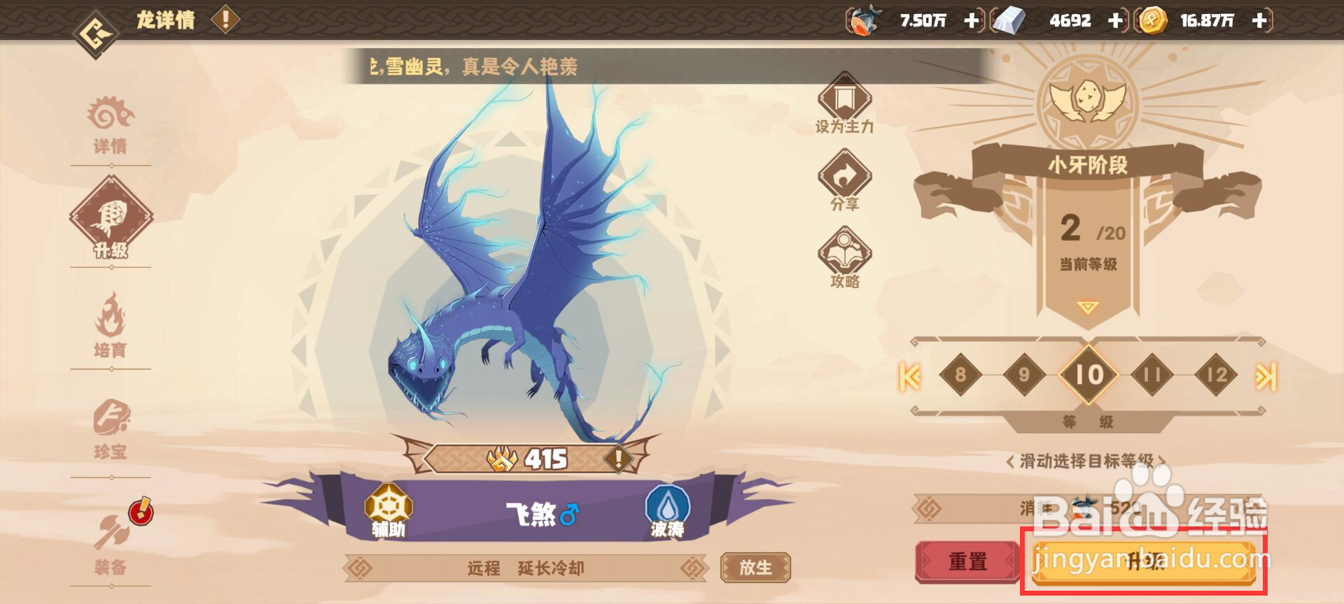驯龙高手旅程飞煞怎么升到10级