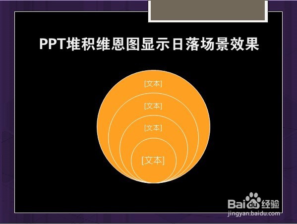 PPT堆积维恩图显示日落场景效果
