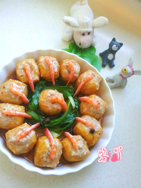 蒸酿虾仁豆腐泡