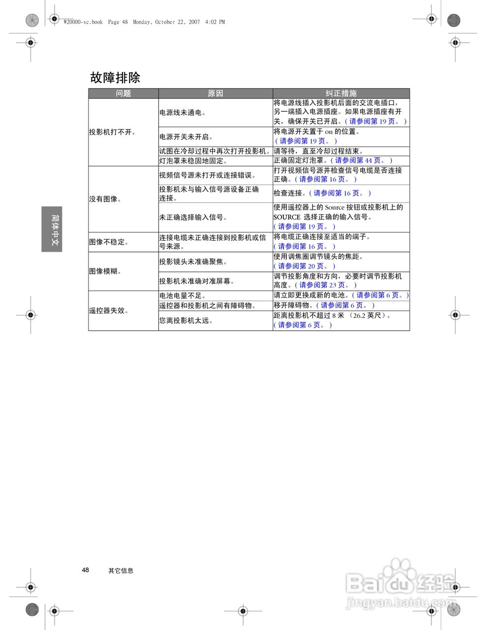 明基W20000投影机使用说明书:[5]