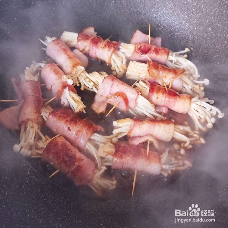 在家也能做的快手金针菇培根卷