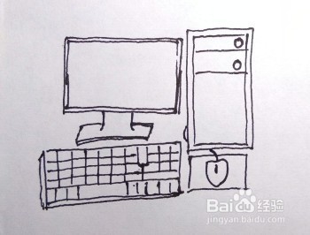 幼儿简笔画：怎么一步一步画一台台式电脑？简单