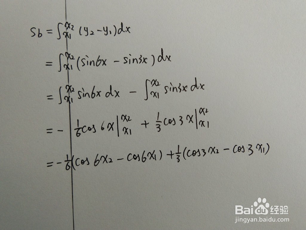 如何求函数y1=sin3x与y2=sin6x围成的面积