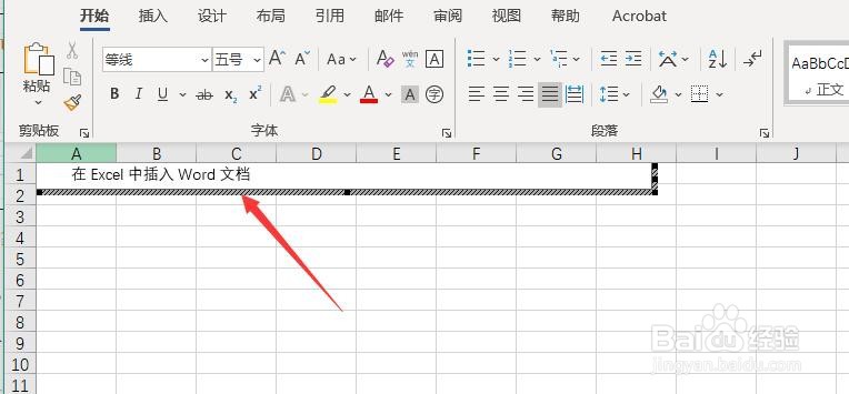 Excel 365中如何插入Word对象