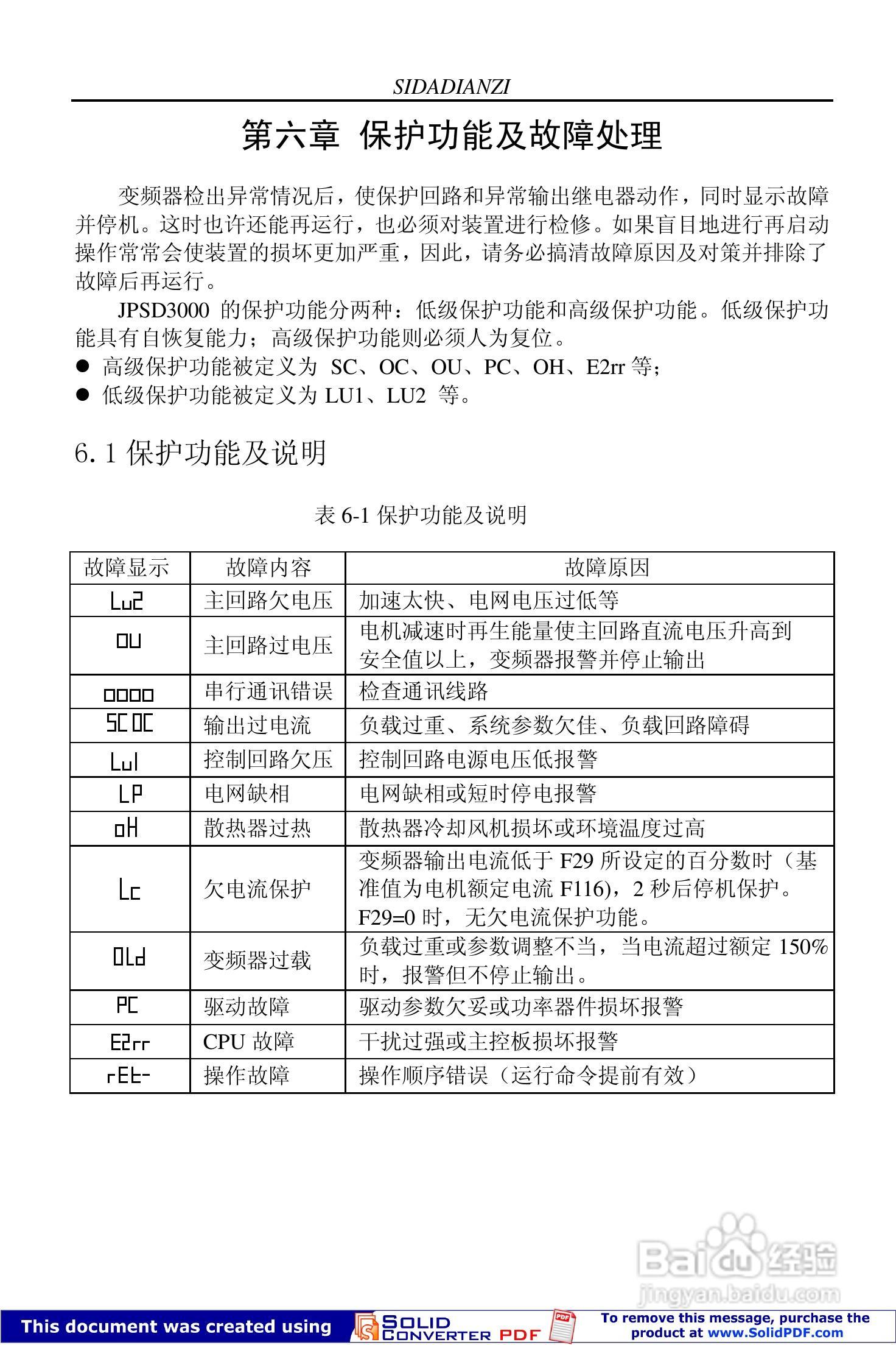 思达JPSD3000-P系列变频调速器用户说明书:[6]