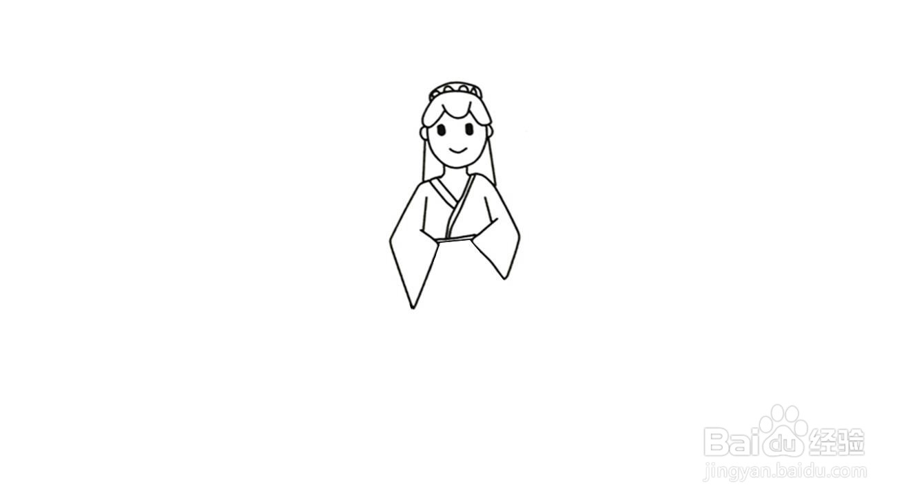 古装美女简笔画画法步骤分解