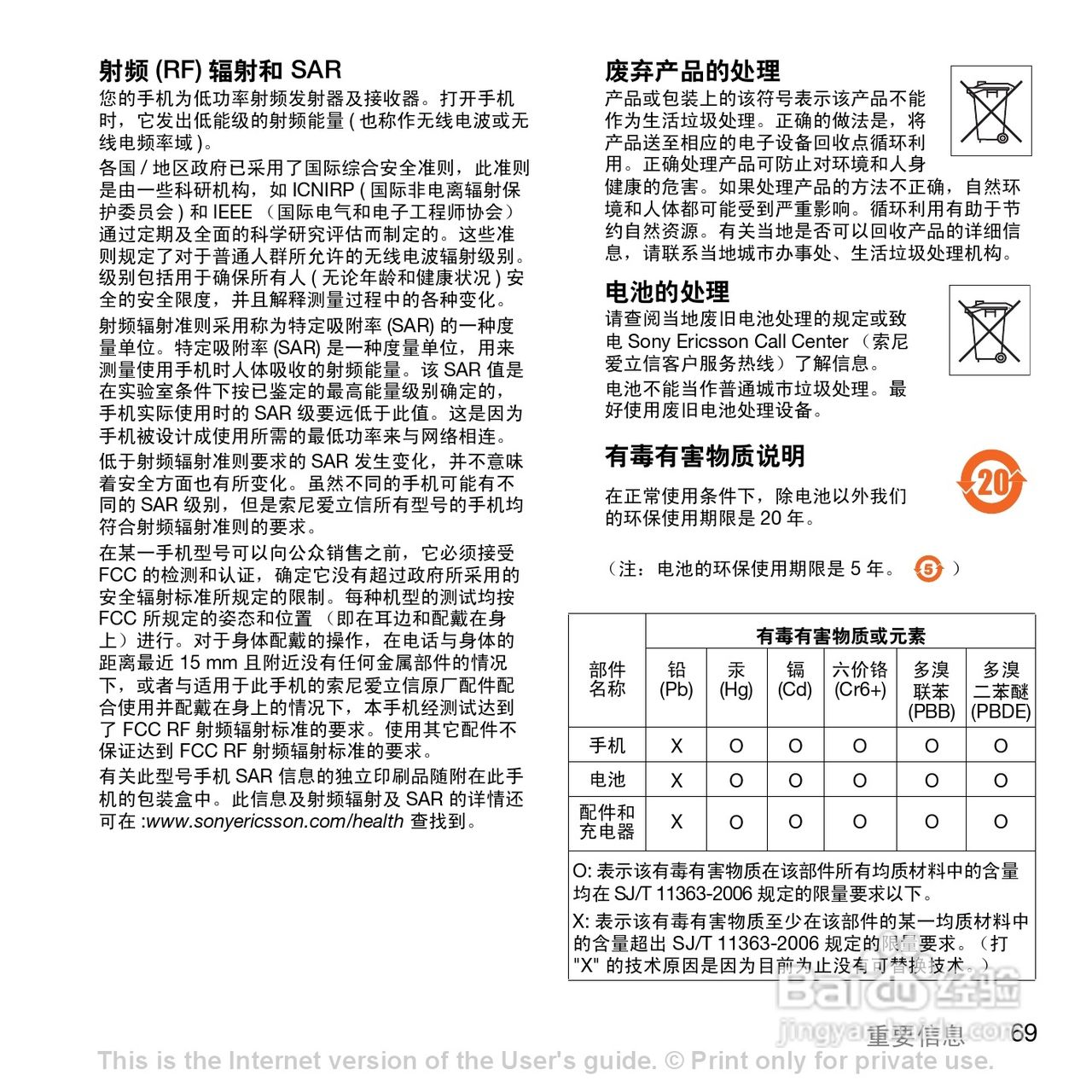 索尼爱立信W908c手机使用说明书:[7]