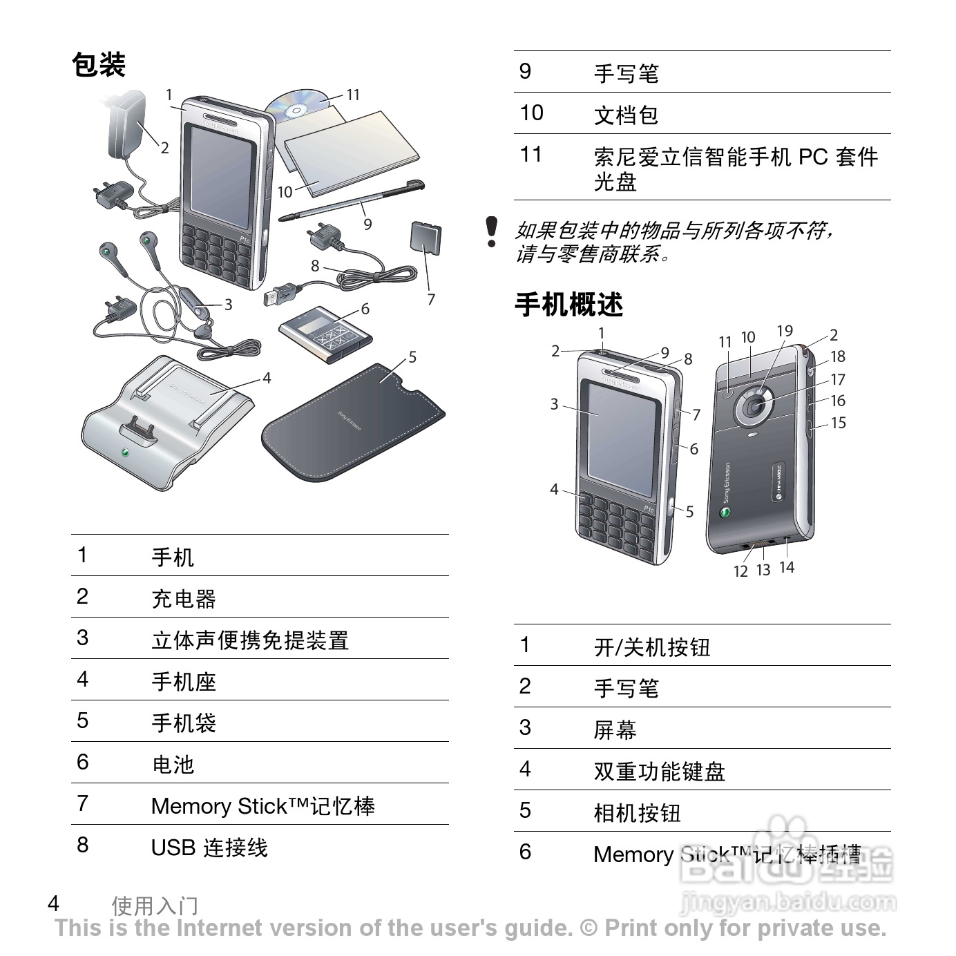 索尼爱立信P1C手机使用说明书:[1]