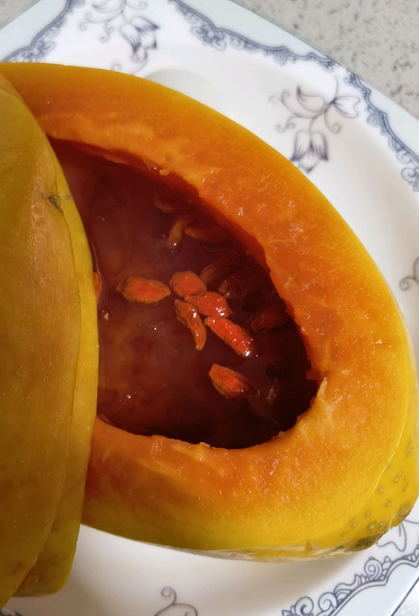 木瓜牛奶炖桃胶