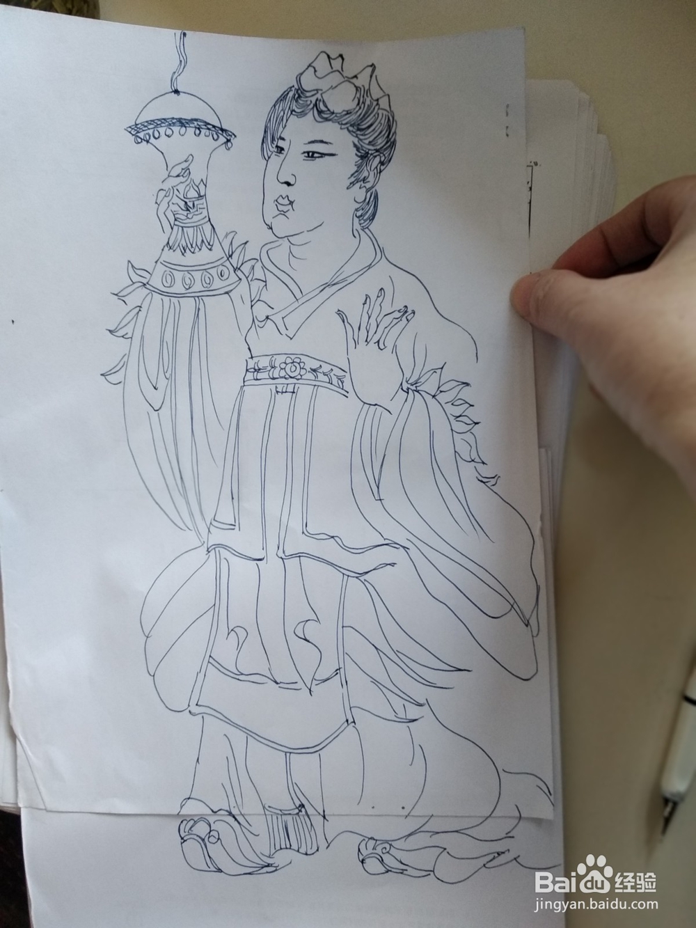 持香薰侍女的钢笔画法