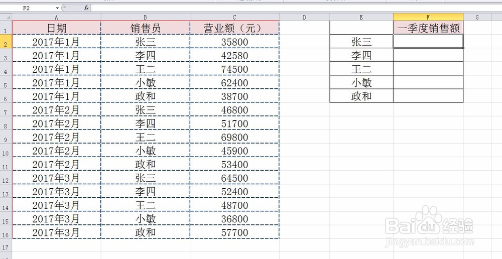 excel中使用sumif函数进行有条件求和