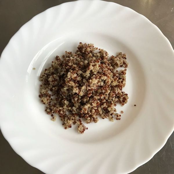 奶油煎三文鱼配藜麦饭