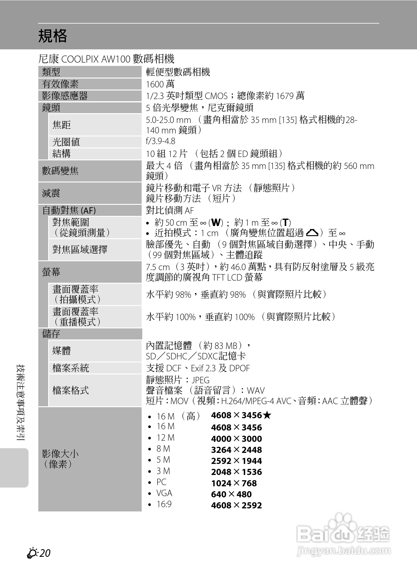 尼康COOLPIX AW100数码相机使用说明书:[24]