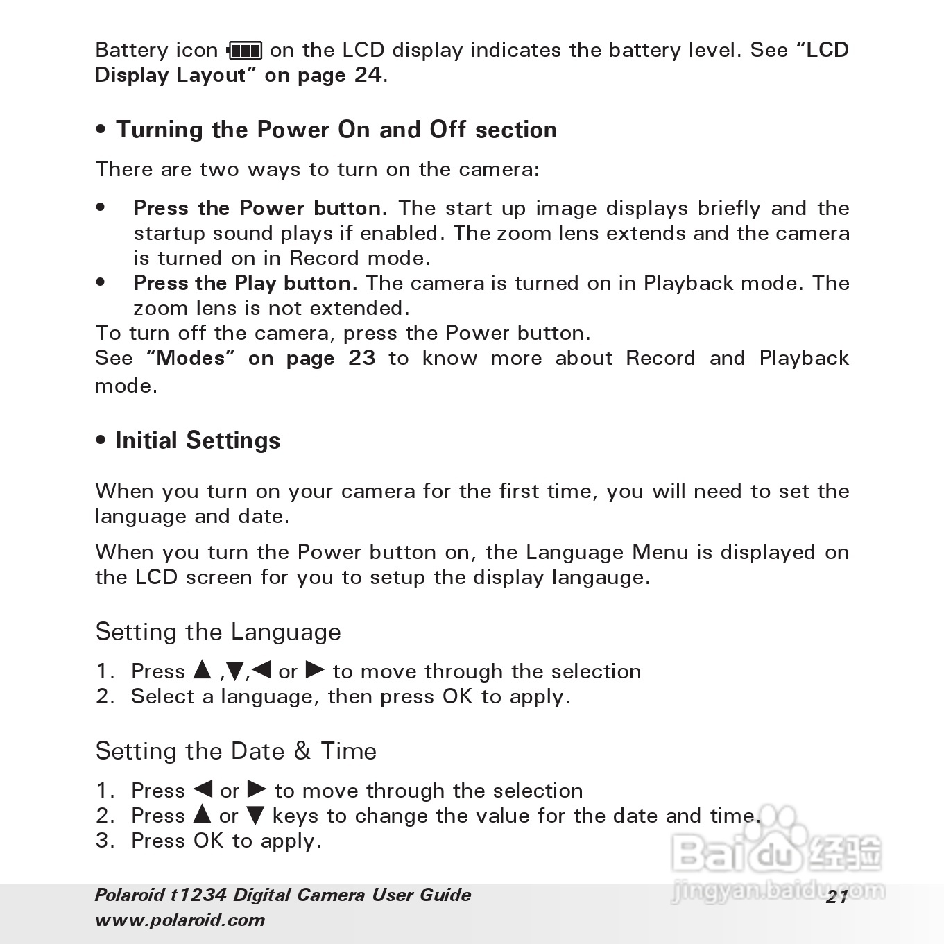 宝丽来Polaroid t1234数码相机使用说明书:[3]