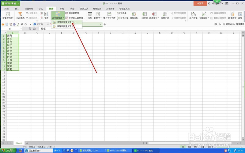 WPS表格如何标记、删除重复项
