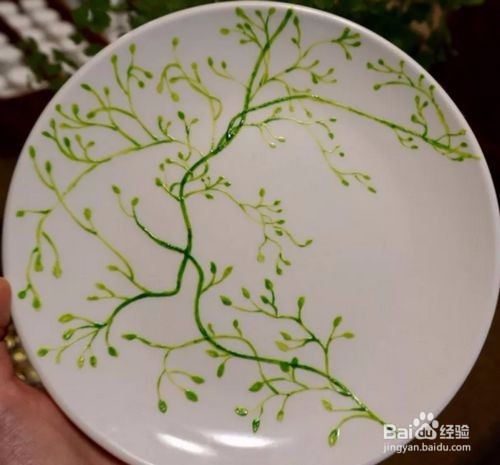 手绘餐饮盘子风景图