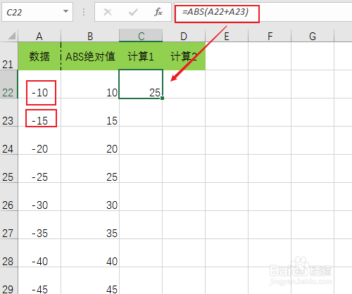 Excel如何使用ABS取绝对值