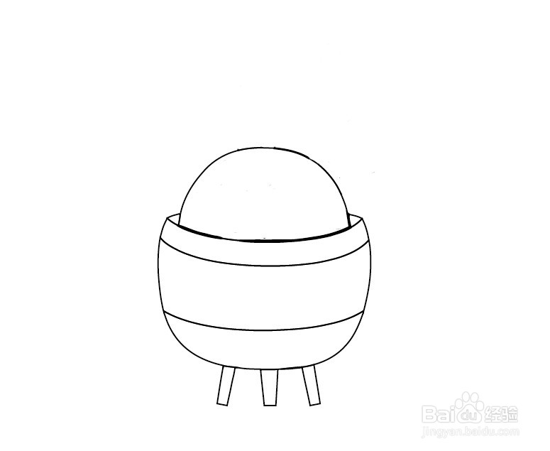 盆栽植物仙人球开花简笔画