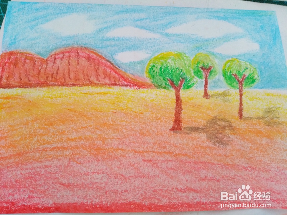 油画棒风景画之初秋田野