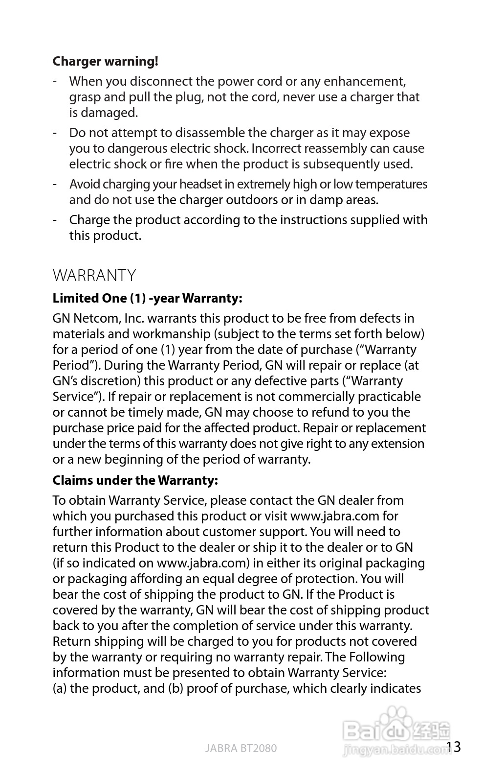 捷波朗BT2080蓝牙耳机使用说明书:[4]