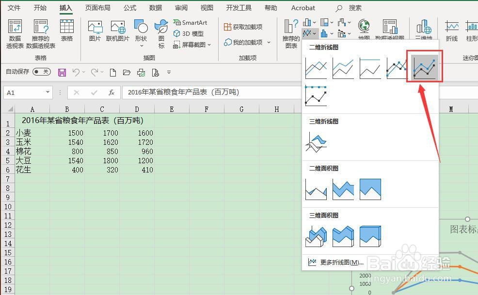 Excel中如何把数据用折线图的形式表现出来