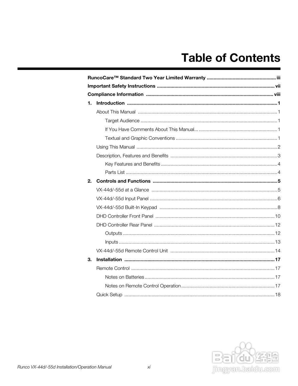 Runco VX-55d投影机使用说明书:[2]