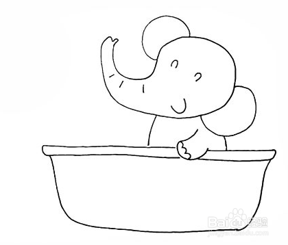 手绘简笔画之爱洗澡的小象的画法