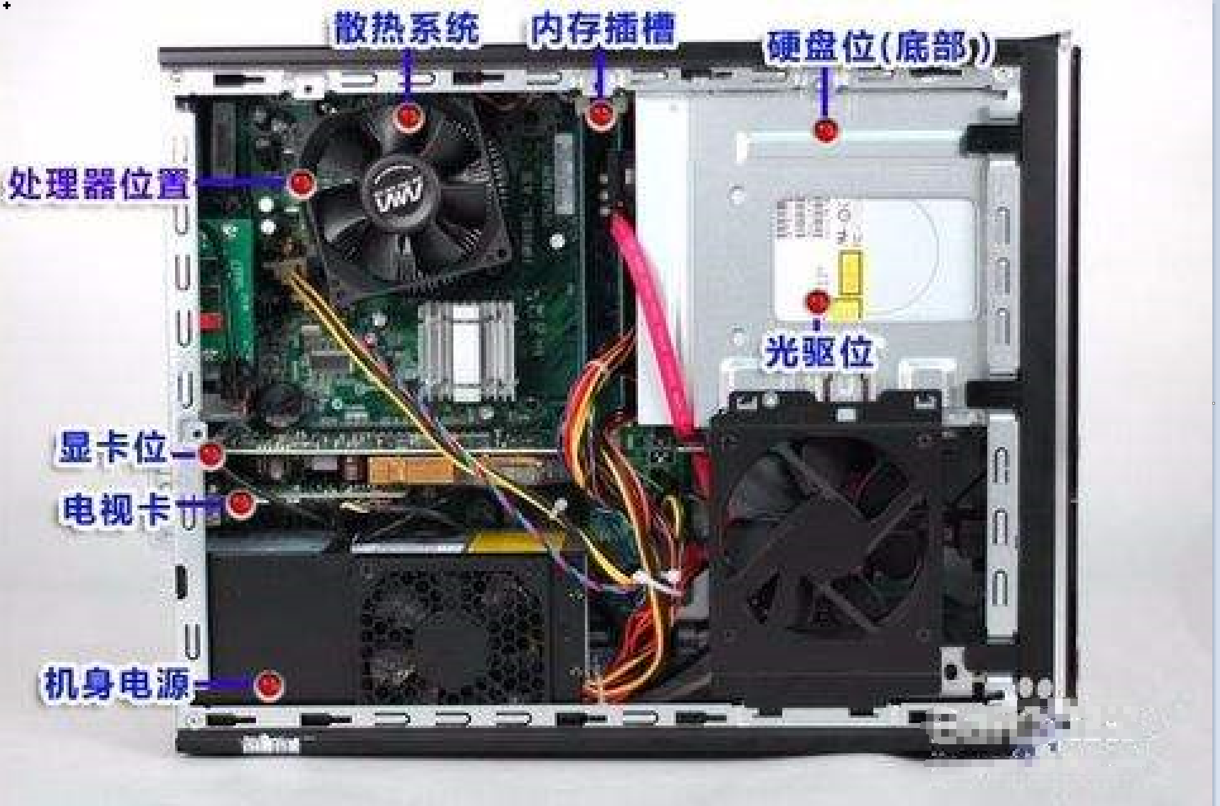 电脑开机后，不自检，没有滴的一声，也不报警，显示器无信号，只有风扇在转
