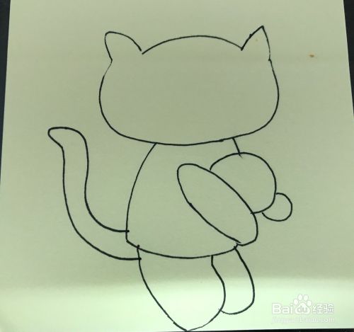 如何绘制一只抱着球的卡通猫？