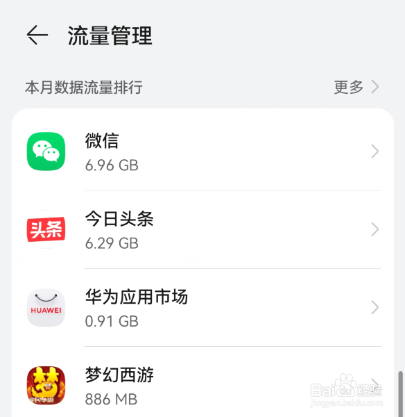 如何看华为nova 8 Pro哪个App使用流量最多
