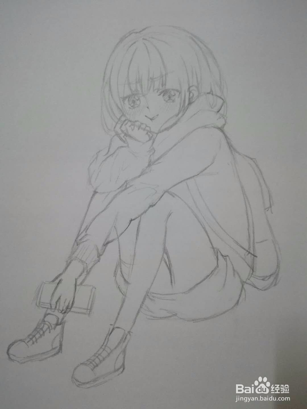 怎么起稿绘制一个蹲坐着的动漫人物