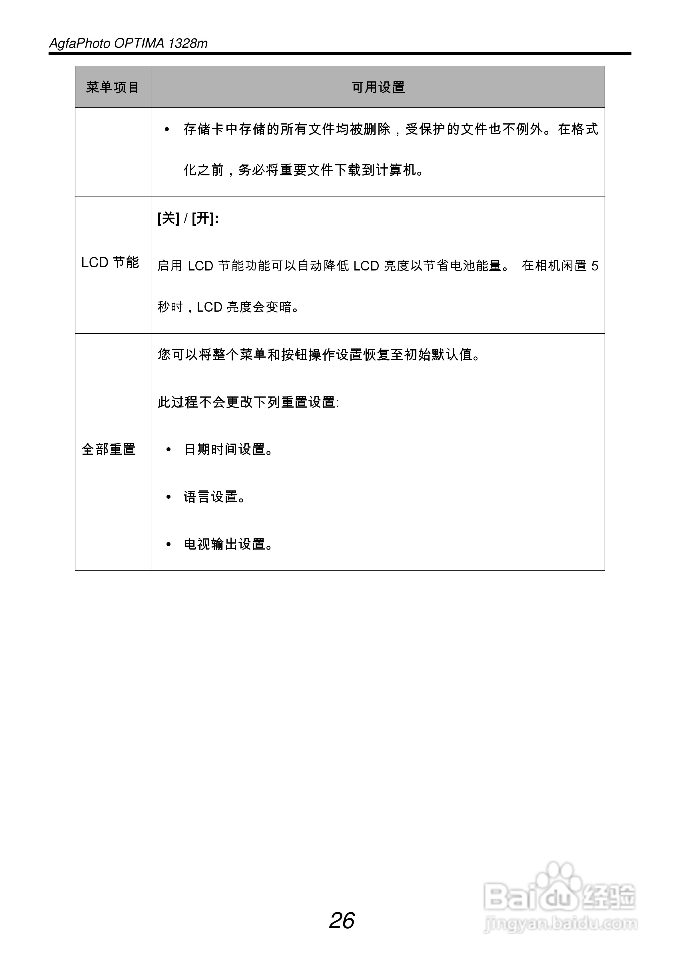 爱克发AgfaPhoto OPTIMA 1328m数码相机使用说明书:[4]