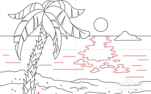 如何绘制海上日落的景象