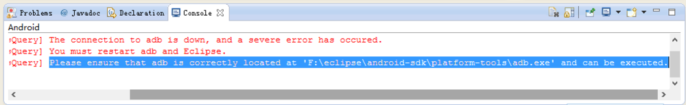 <b>android问题：[6]重新启动adb和Eclipse</b>