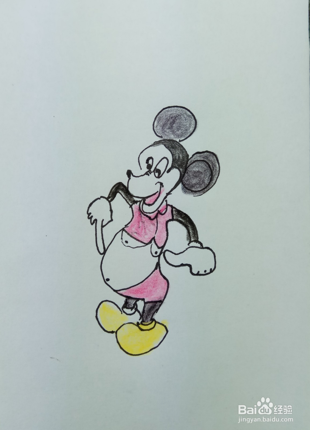怎样画简笔画大肚皮的米老鼠?